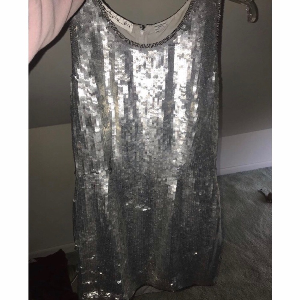 SCALA silver sequined dress. Size M.